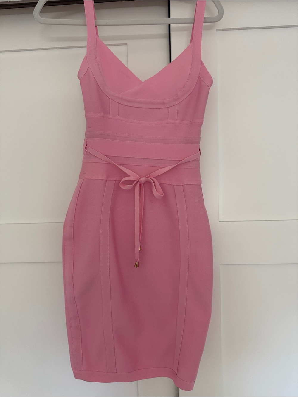 Pink Spaghetti-Strap Bodycon Dress